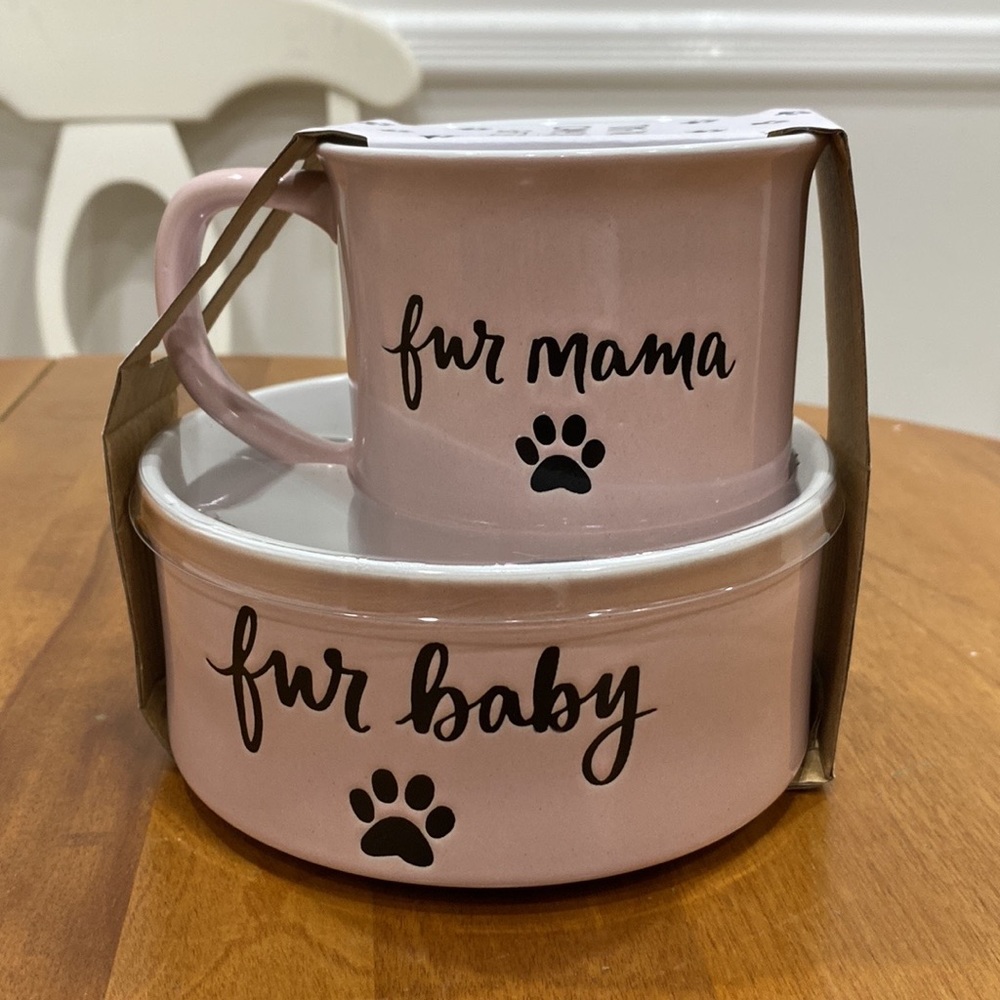 NWT.  Dayna Lee Collections, 2-piece, ceramic, mug and dog/cat bowl set.